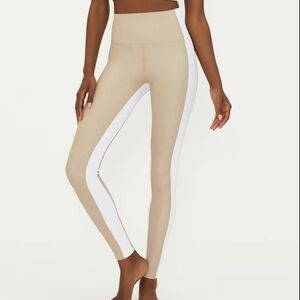 Beach Riot Sport Ribbed Tan and White Leggings